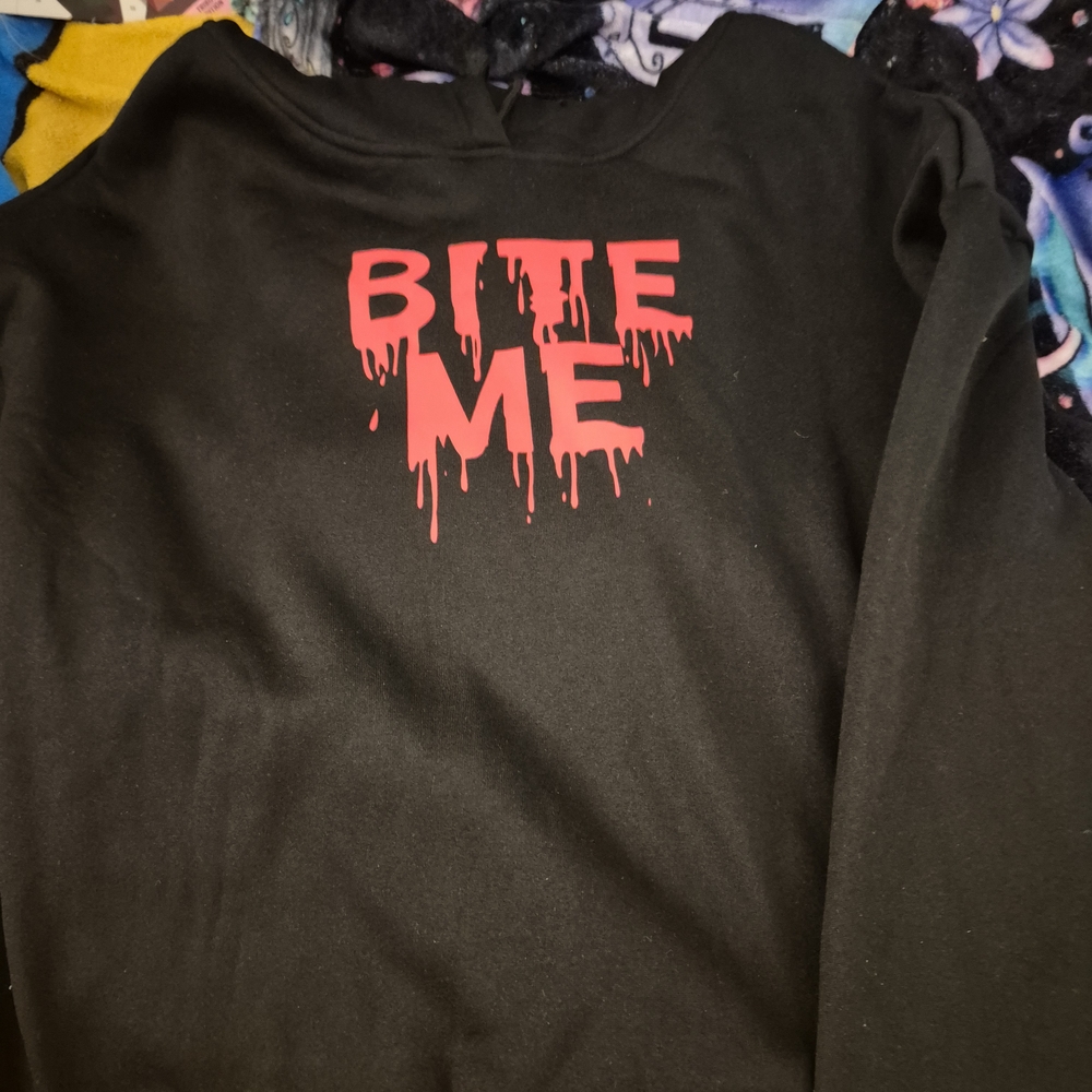 SHEIN Black Graphic Hoodie with Red Accents